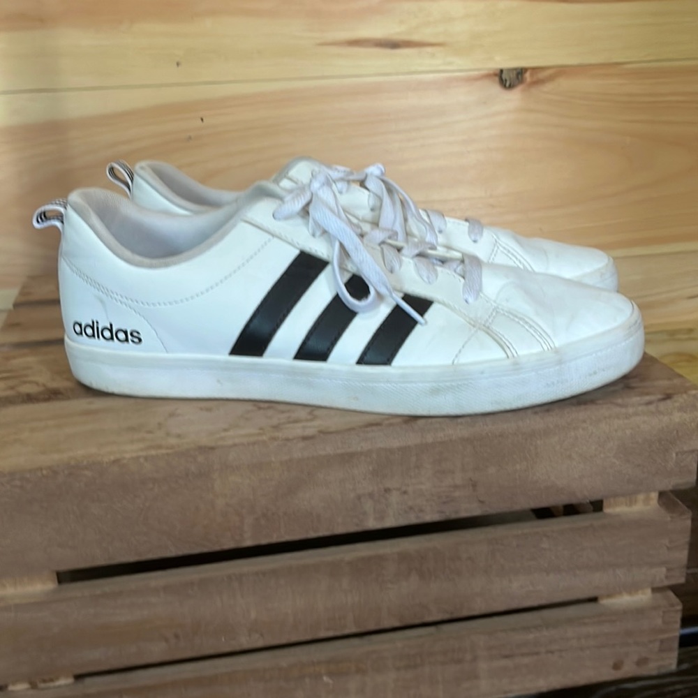 Size 10 white and black adidas gently used